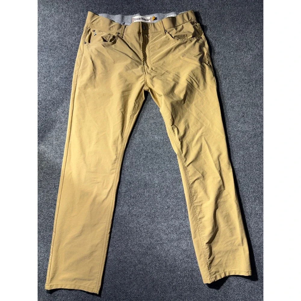 Tailor Vintage Canaan Slim Fit Pants Mens 30 Tan Khaki Comfort Stretch Waist